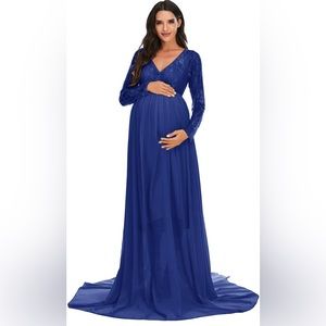 Maternity Photography Gown Long Sleeve - Maxi Dress for Baby Shower